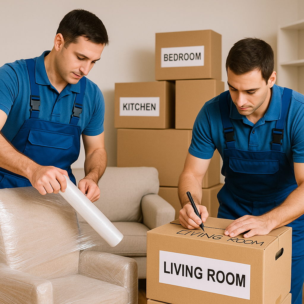 SMD Packers team wrapping furniture